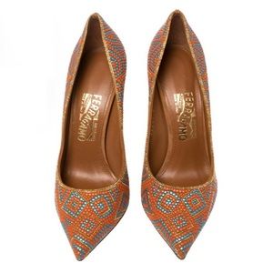 Ferragamo Fiore Mosaic Pumps - Size 7